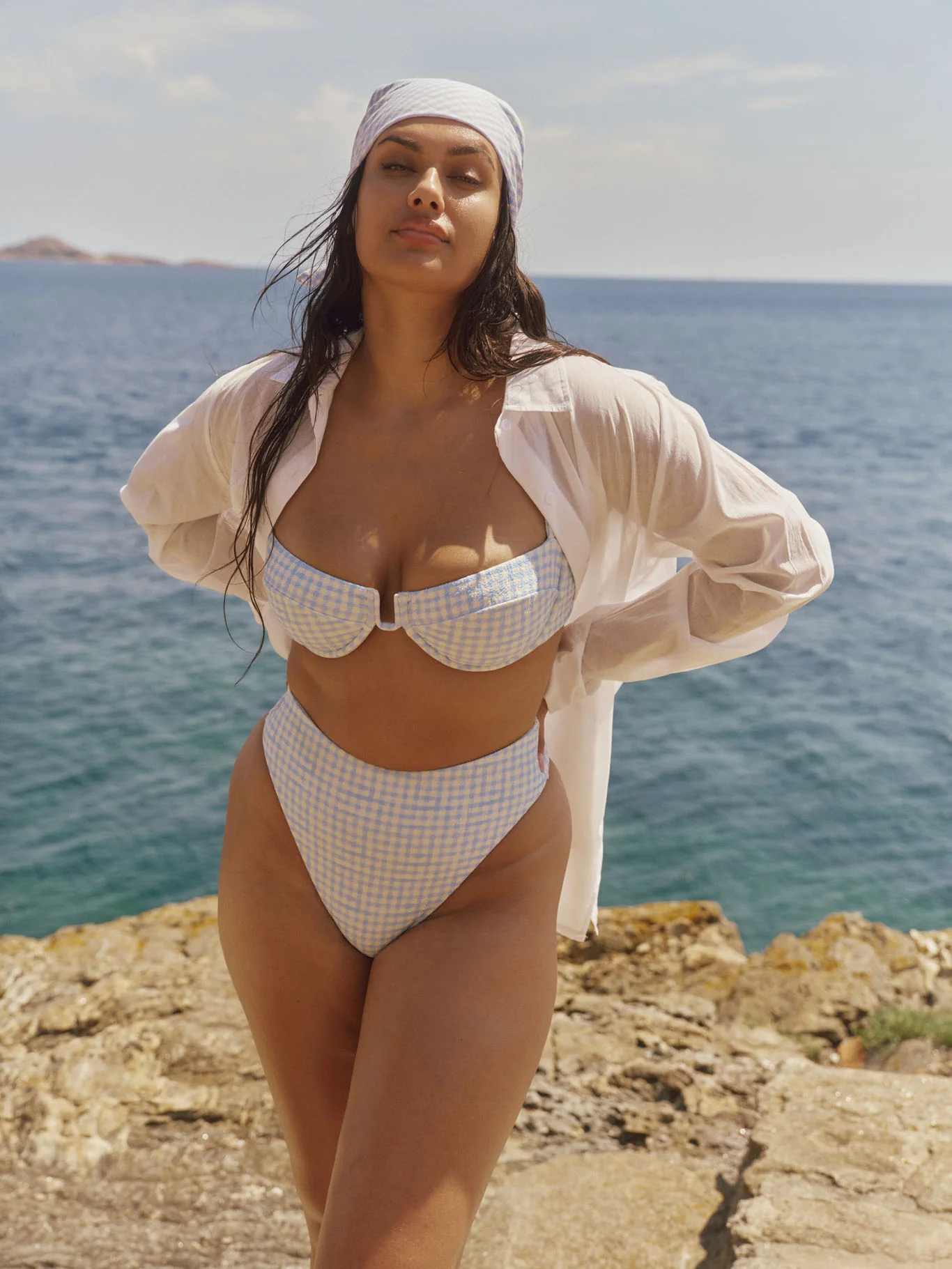 Cala Roja Top - Sky Gingham - Image 2