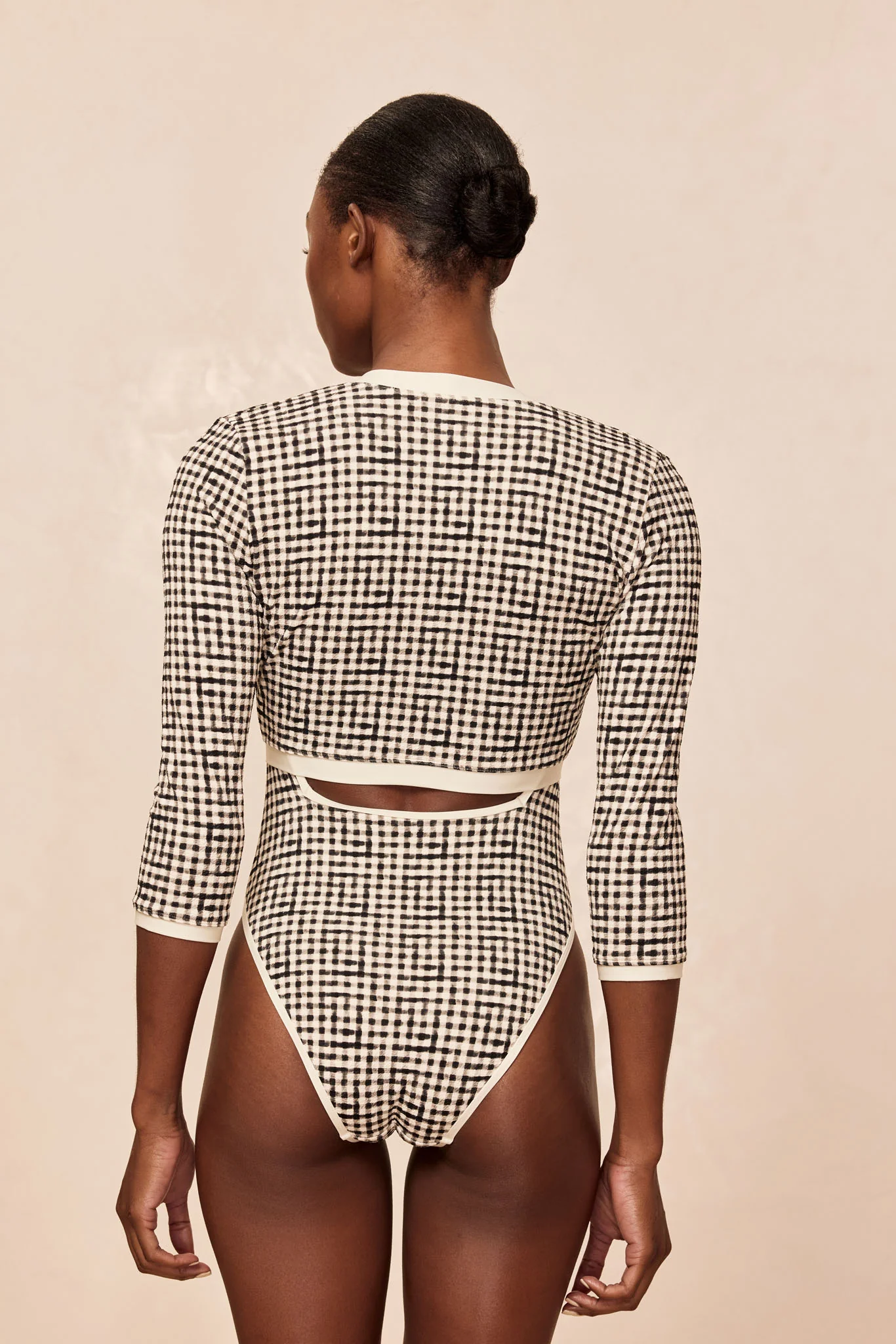 Crete Swim Cardi - Black Gingham - Image 4