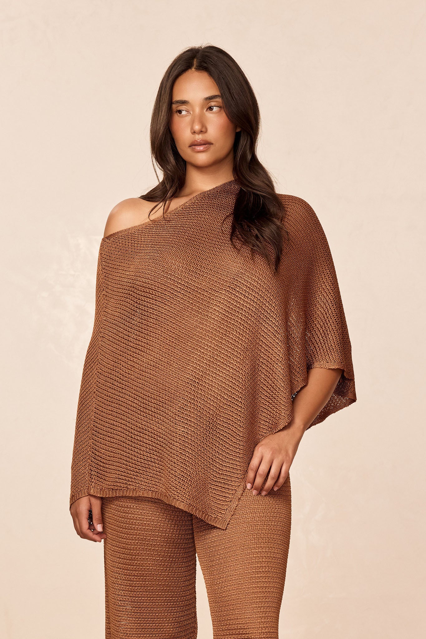 Dominica Poncho - Caramel Treble Knit - Image 5