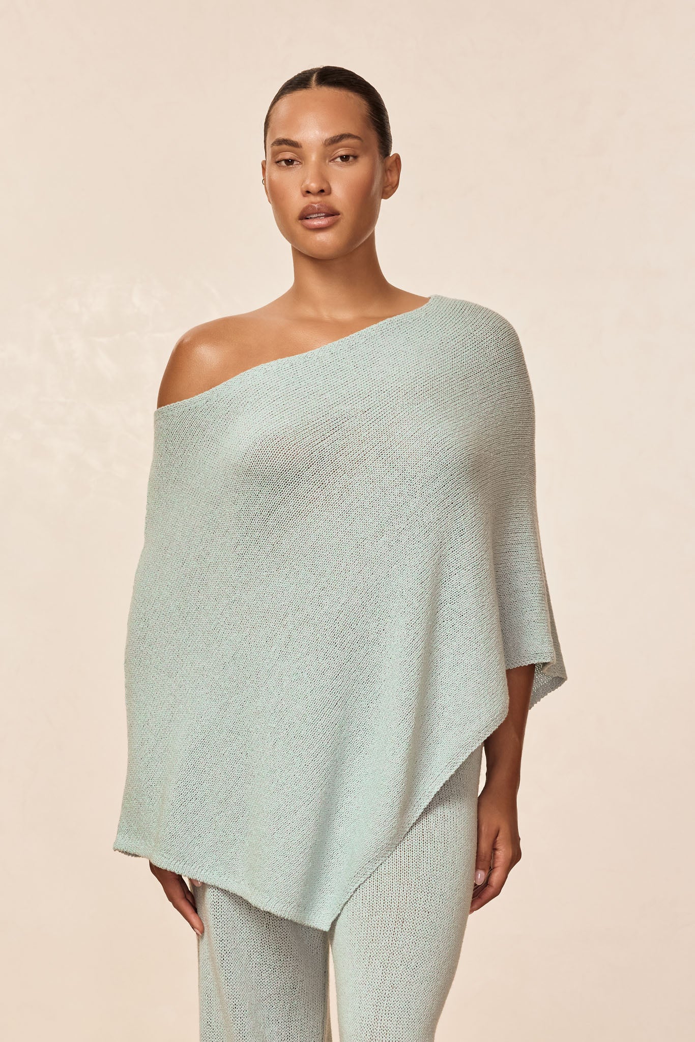 Dominica Poncho Open Knit - Light Slate - Image 4