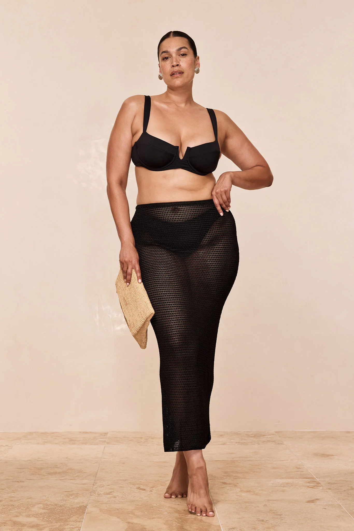 Fitted Fontelina Midi Skirt - Black Treble Knit - Image 5