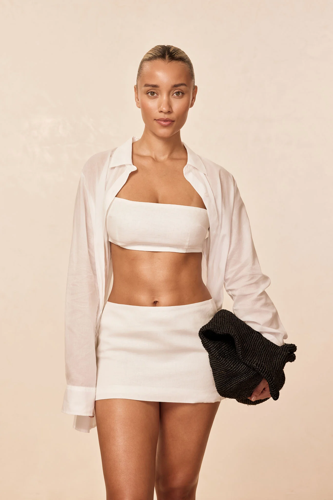 Fontelina Mini Skirt - White Linen - Image 3