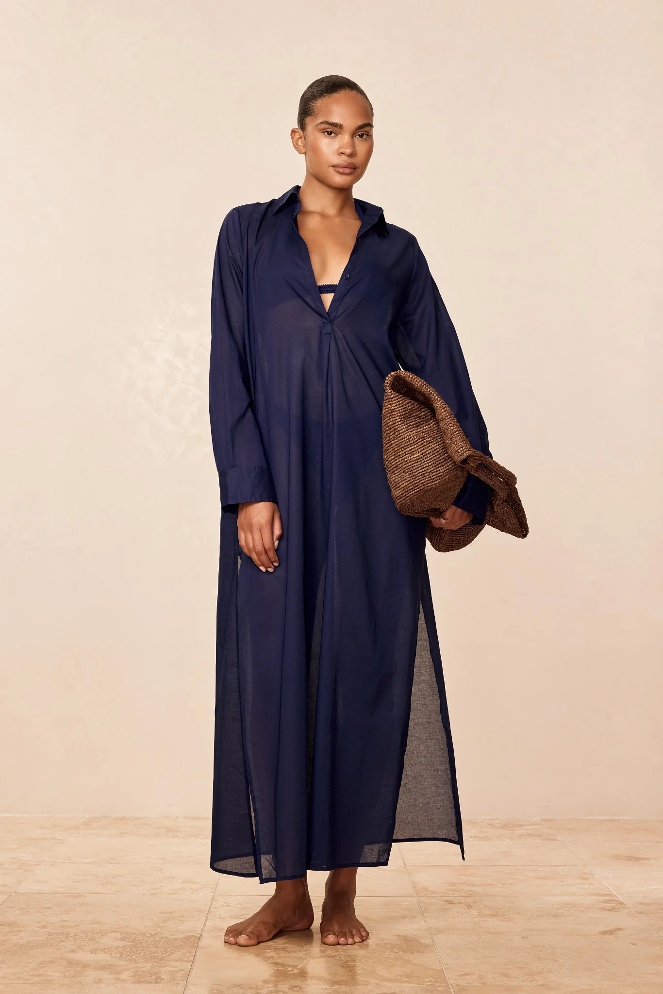 Kokomo Kaftan - Midnight Cotton Voile - Image 4