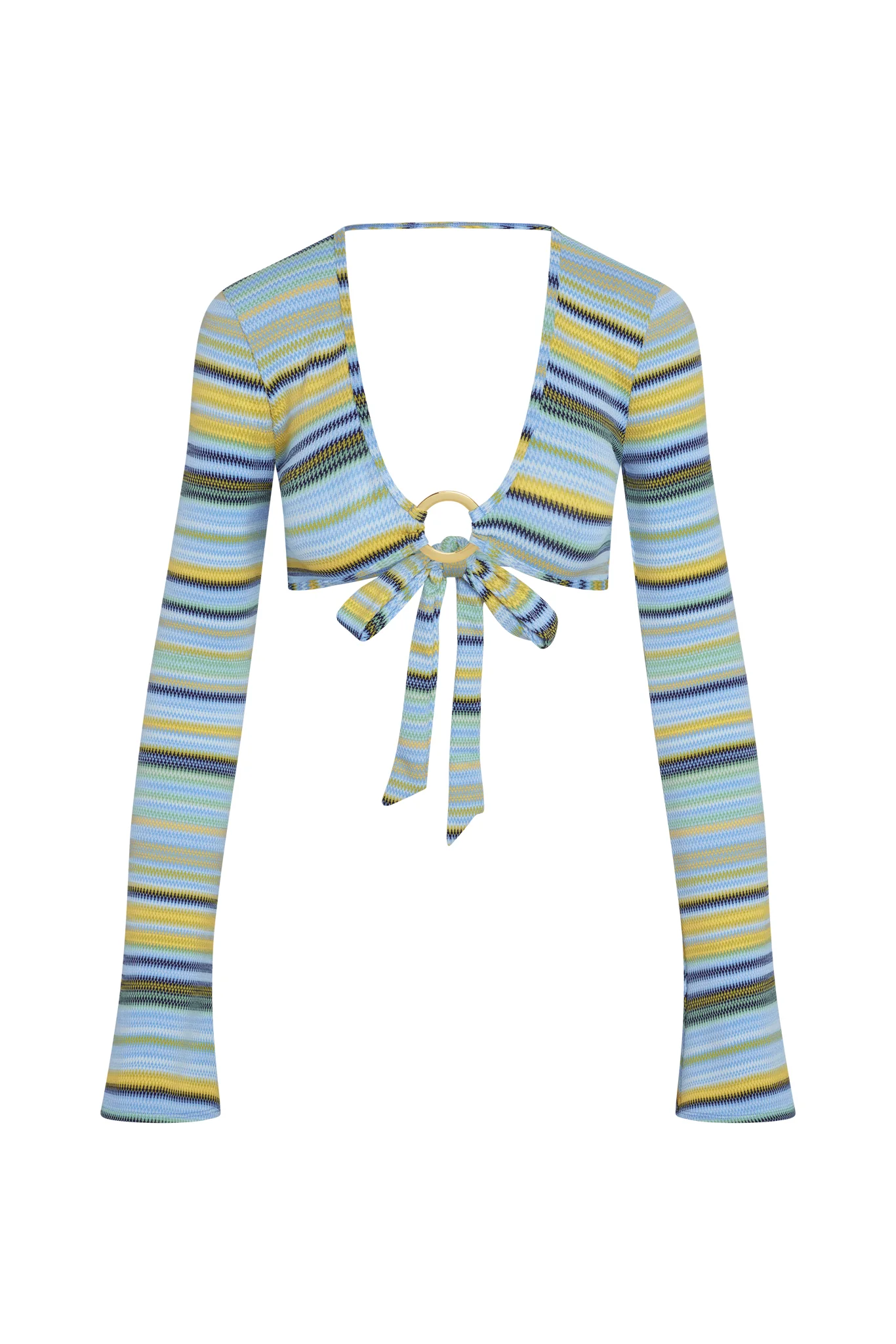 Montego Crop Top - Sardinia Stripe Azure