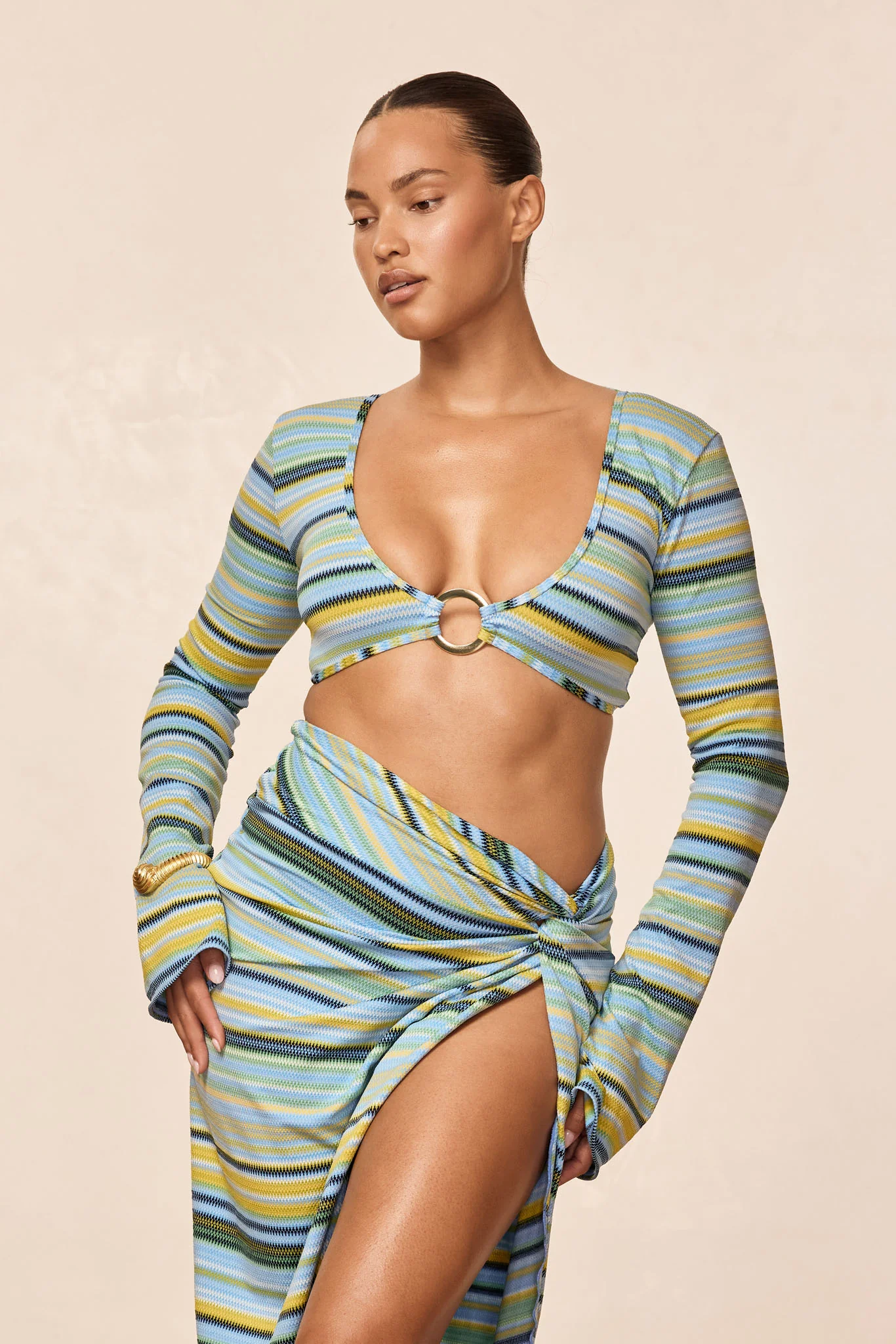 Montego Crop Top - Sardinia Stripe Azure - Image 6