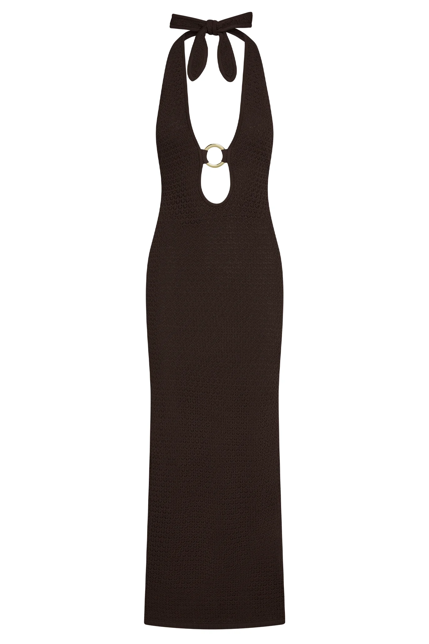 Montego Halter Dress - Espresso Lace Crochet