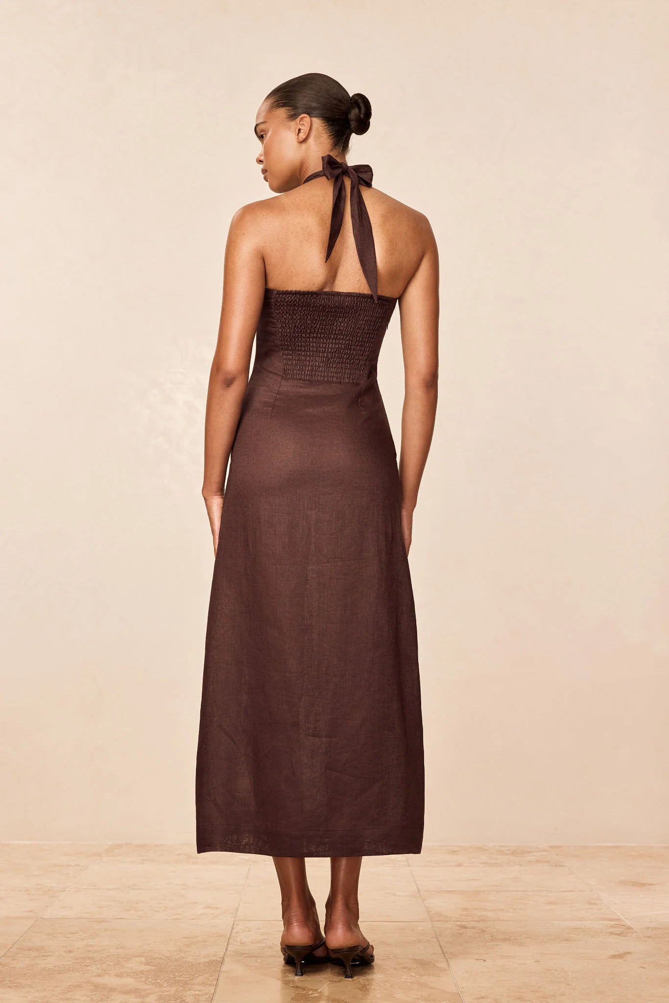 Montserrat Dress - Espresso Linen - Image 3