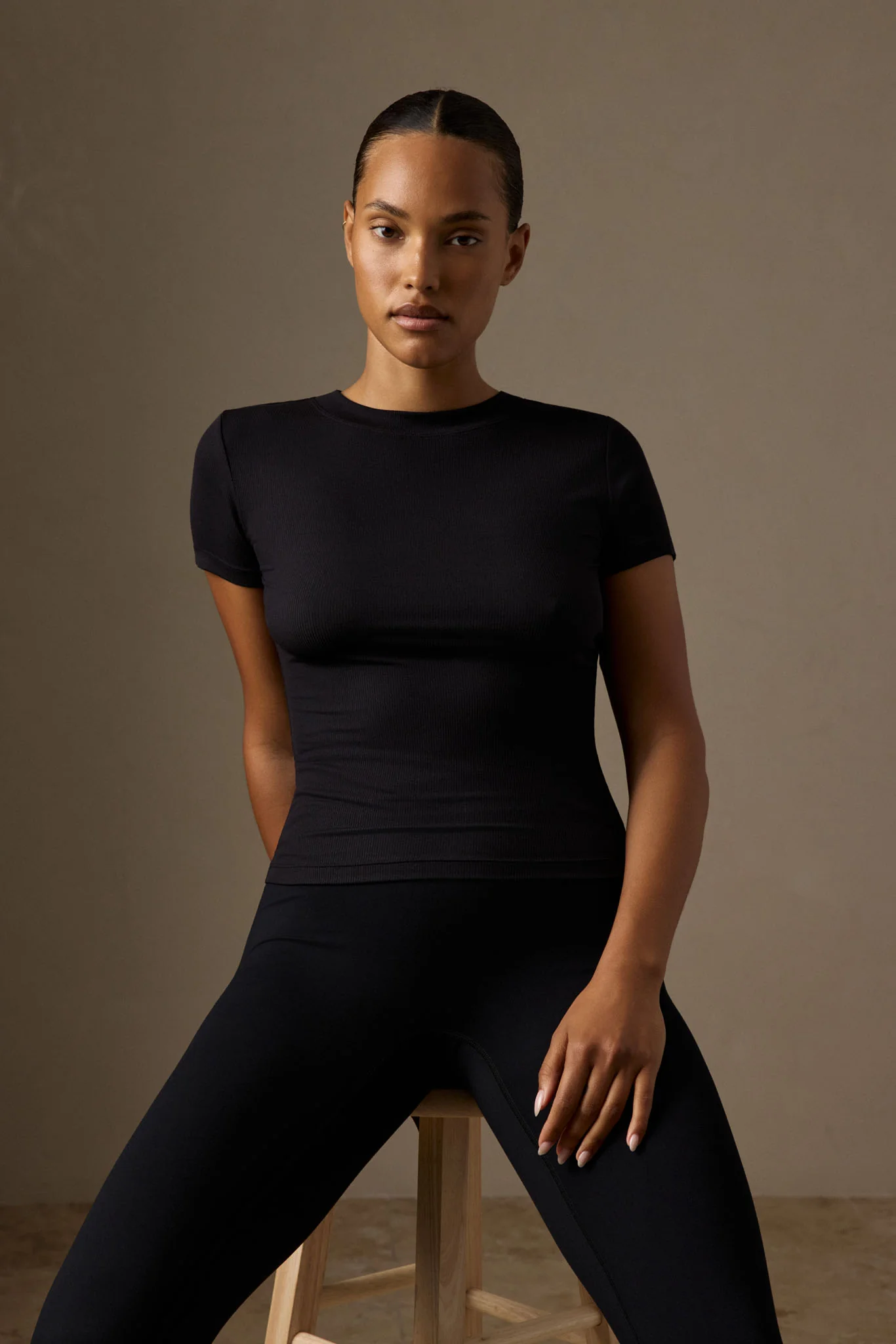 Ojai Tee Long - Black Lightweight Rib - Image 2
