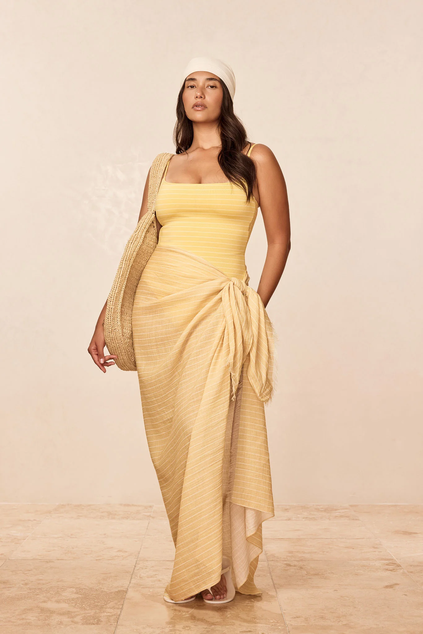 St. Tropez Sarong - Meyer Stripe Crinkle Linen - Image 5